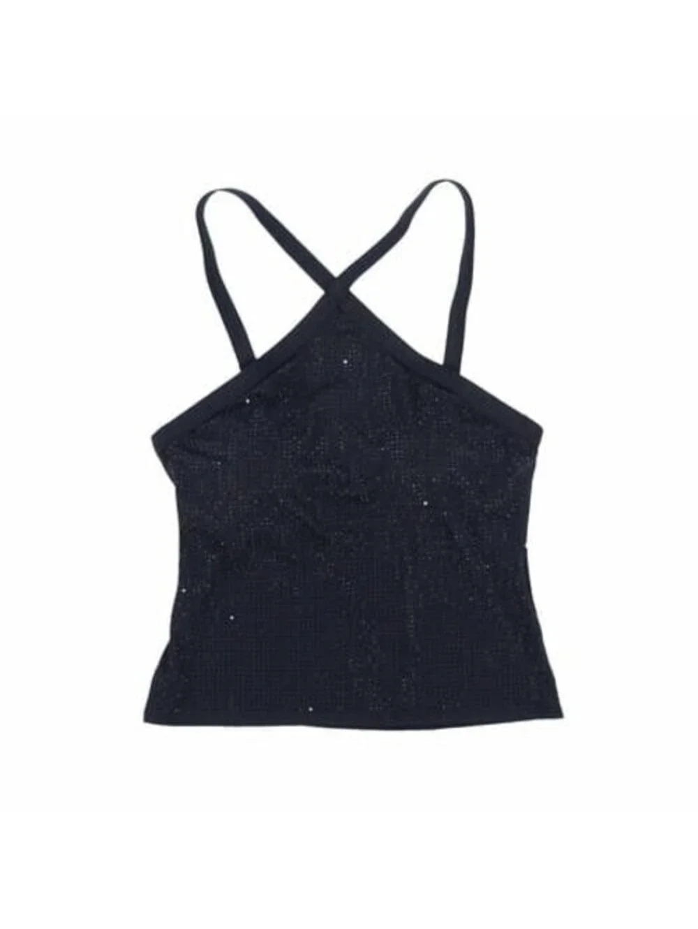 Michael Kors Womens Studded High-Neck Tankini Top Swim Black M